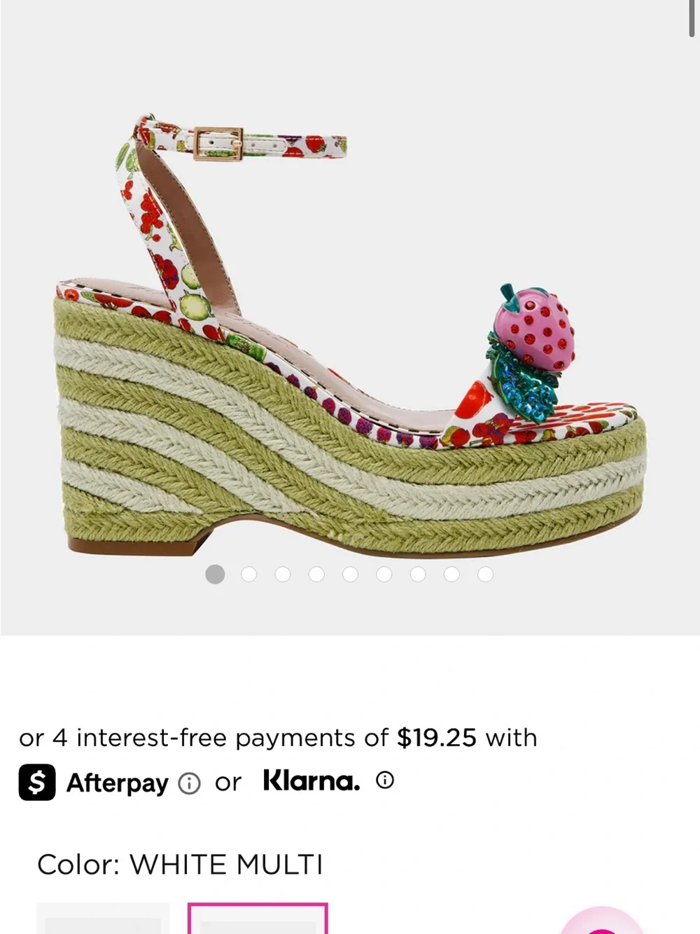 Betsy Johnson Strawberry Embellished Green Platform Sandals - Women